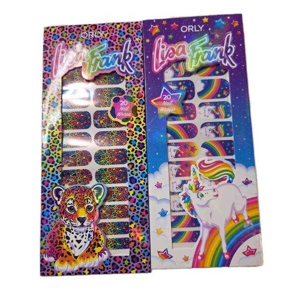 Lisa Frank ORLY Nail Wraps Lot of 2 Rainbow Leopard & Unicorn Rainbow Stars Rare - Picture 1 of 1